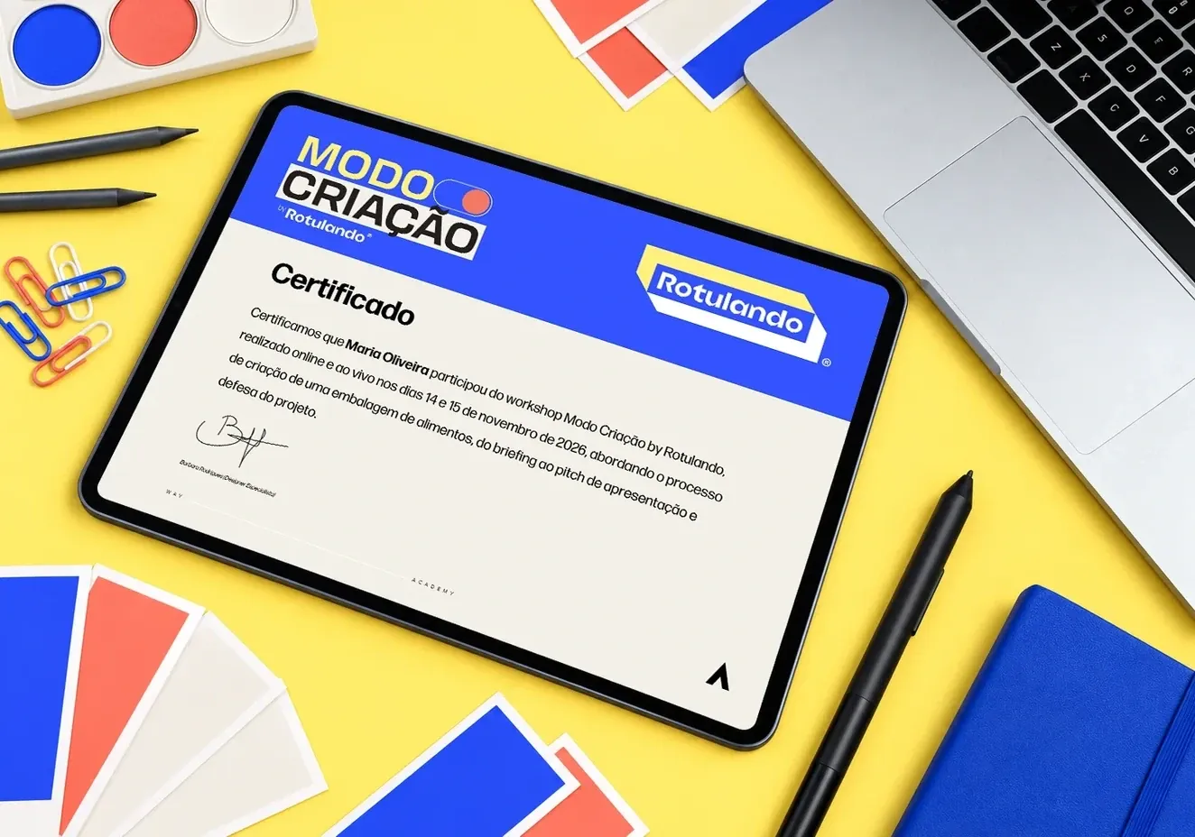Certificado de participação no Workshop Modo Criação